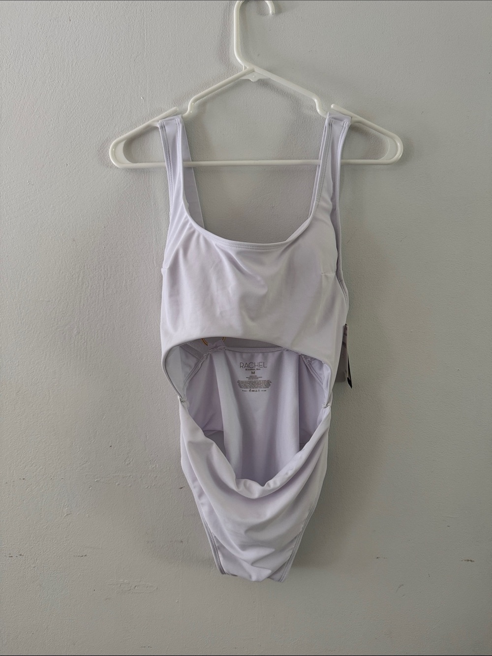 NWT RACHEL ROY Women's White Cut out Monokini Swimsuit Size M
